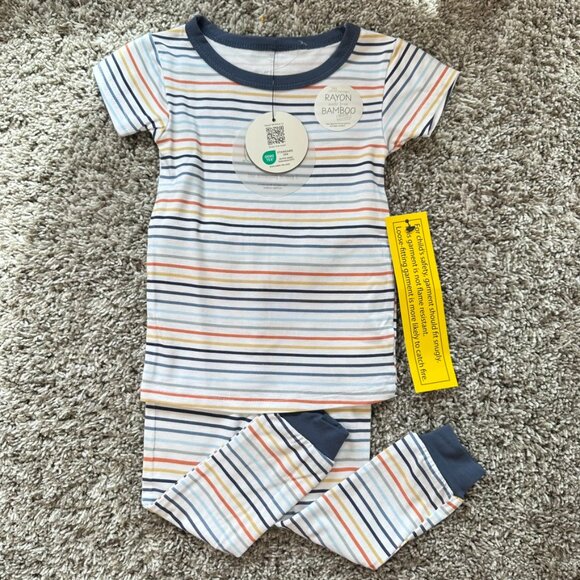 Milkberry Bamboo Size 12M Pajama Set Multicolor Striped Super Soft NWT - Picture 1 of 6